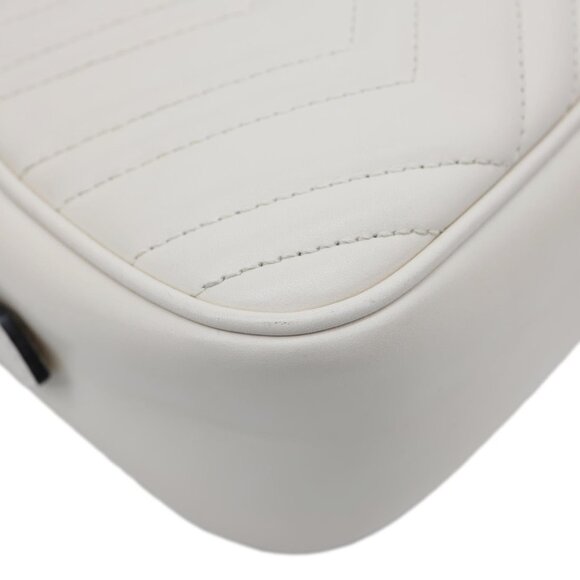 Gucci  GG Marmont Small Matelasse Chevron Leather Camera Bag White 447632 - Picture 8 of 15
